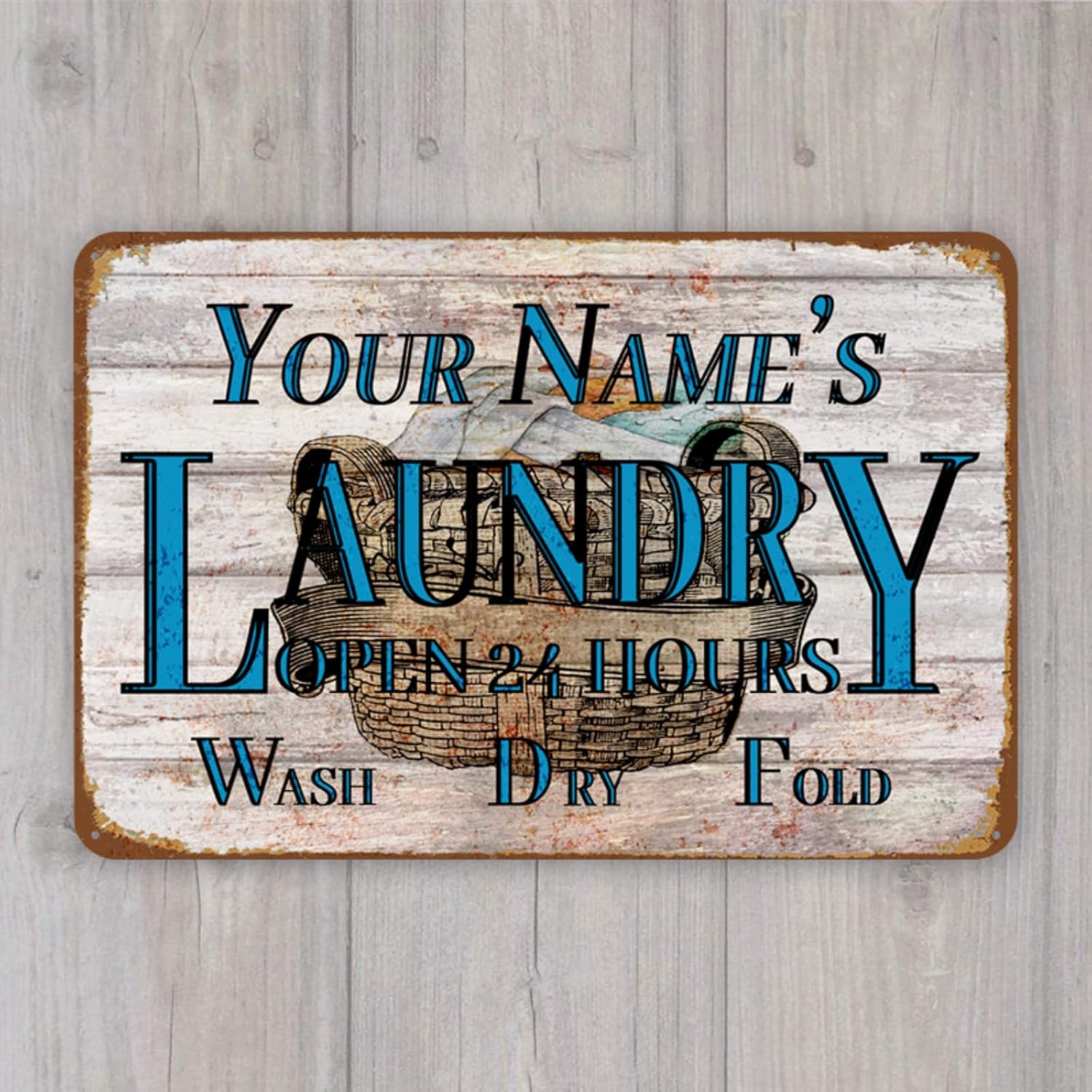 Personalized Laundry Room Sign Rustic Custom Metal Signs