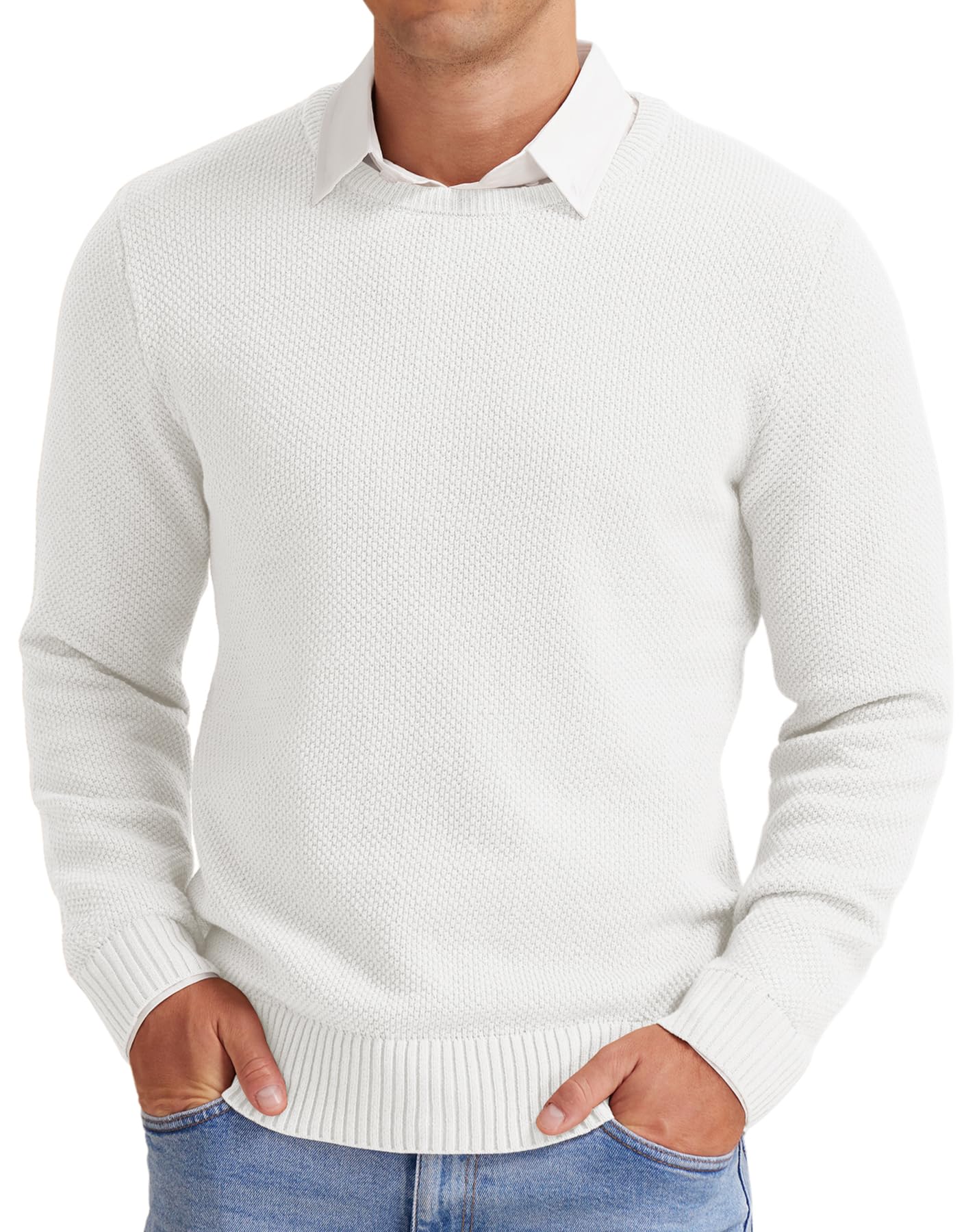 NITAGUT Herren Pullover Winter Basic Langarm Strickpullover Warm Casual Einfarbig Rundhals Sweatshirtt