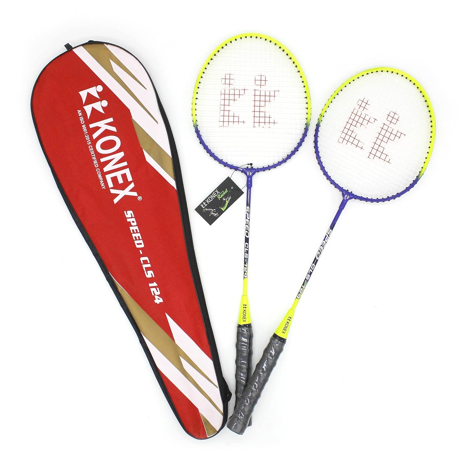 Buy KONEX PAIR BADMINTON RACKET CLS124 with FULL COVER(MULTI COLOUR