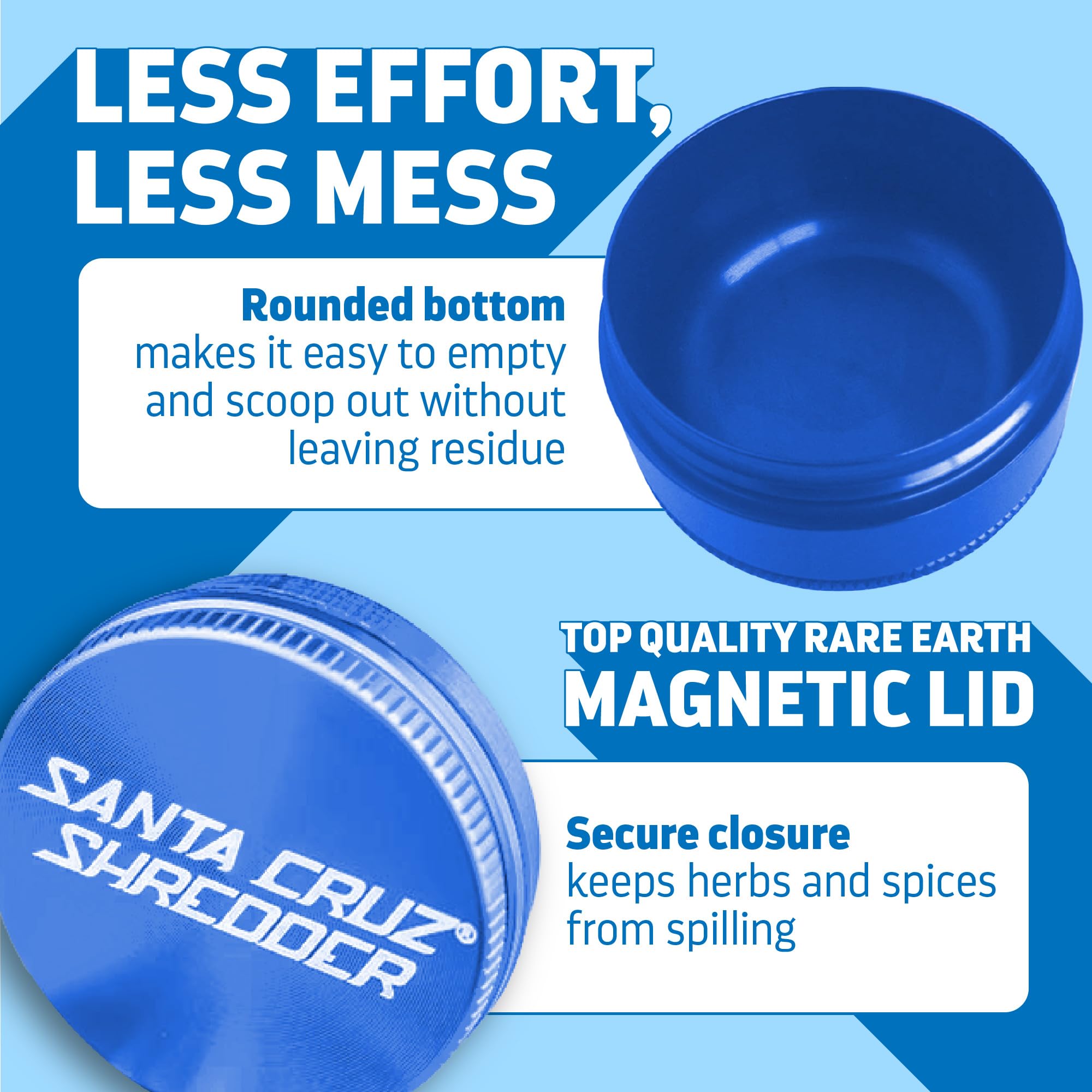 Santa Cruz Shredder Jumbo Spice Grinder 3-Piece Metal Blue - Image 4