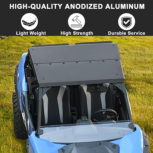 Miniatura 2 de SAUTVS Cubierta de techo duro de aluminio para Kawasaki Teryx KRX 1000 2020-2025, accesorios a prueba de polvo, 2 piezas de visera combinada, fácil