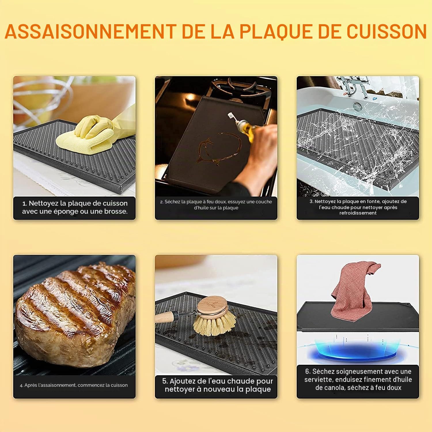 GFTIME Plaques de cuisson en fonte - 41,8 x 24 cm - Pour four, cuisinière et barbecue, barbecue à charbon de bois - Plaque de cuisson réversible 2 en 1-1 paquet