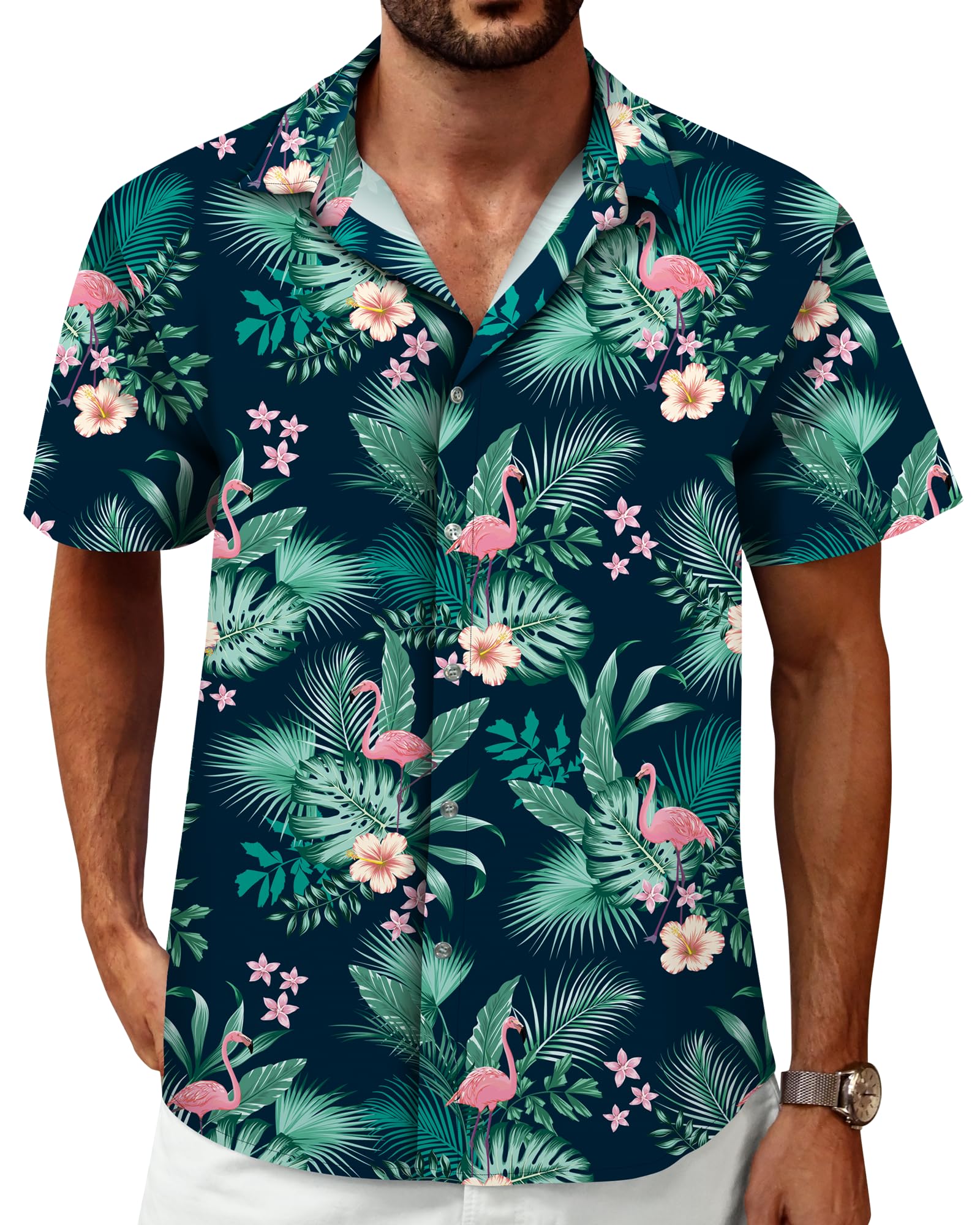 Hawaiian Shirt for Men Beach Shirts Button Down Short Sleeve Tropical Tops Vacation Aloha Outfits Island Clothes Summer