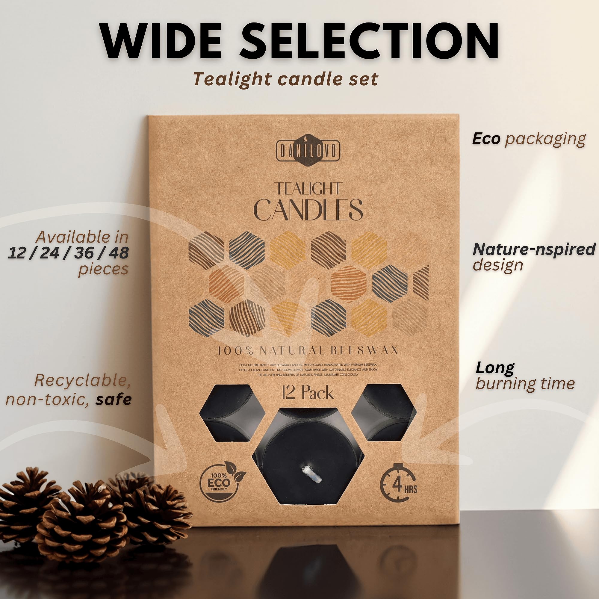 Candele A Colonna In Pura Cera D'Api - Confezione Da 10 - Arrotolate A Mano, A Nido D'Ape, Antigoccia - Per Emergenze, Meditazione E Decorazione