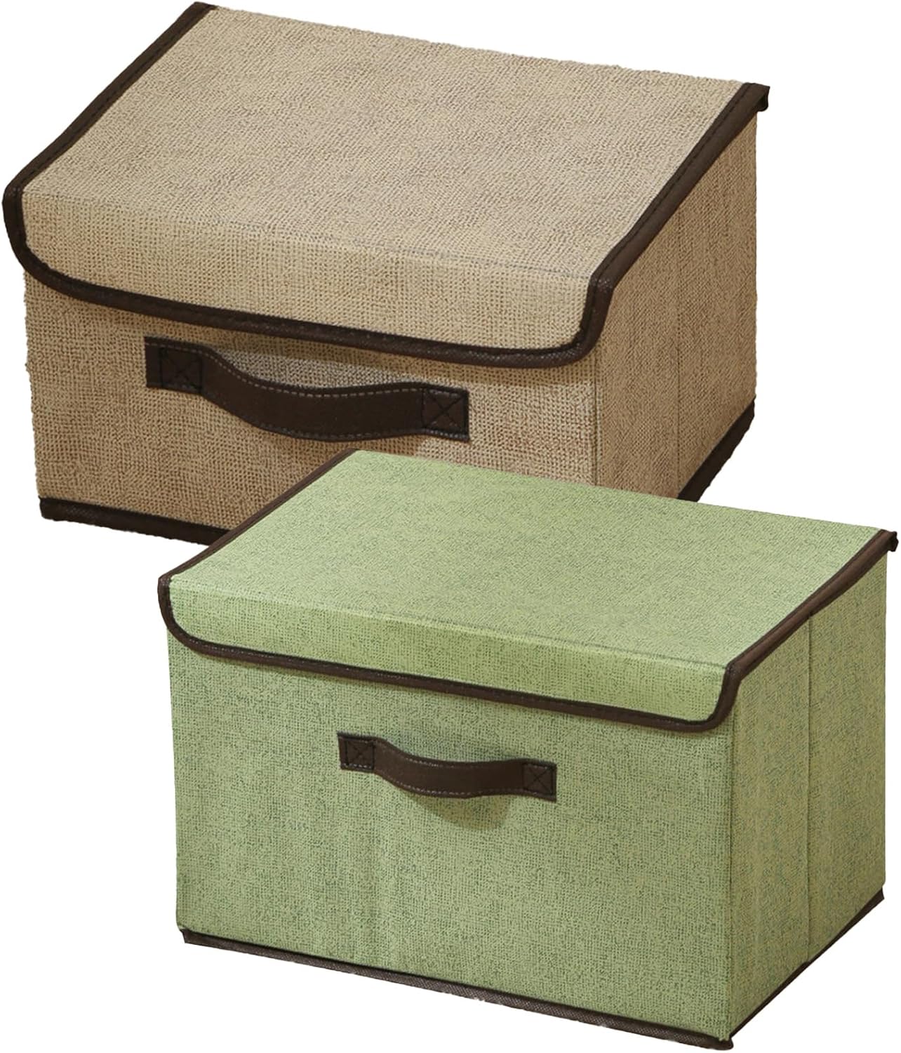 Scatola portaoggetti con coperchio, contenitore con manici, set da 2 pezzi, 27 x 20 x 16 cm, organizer per cassette con coperchio, scatole per l'organizzazione di armadi, vestiti (colore misto)