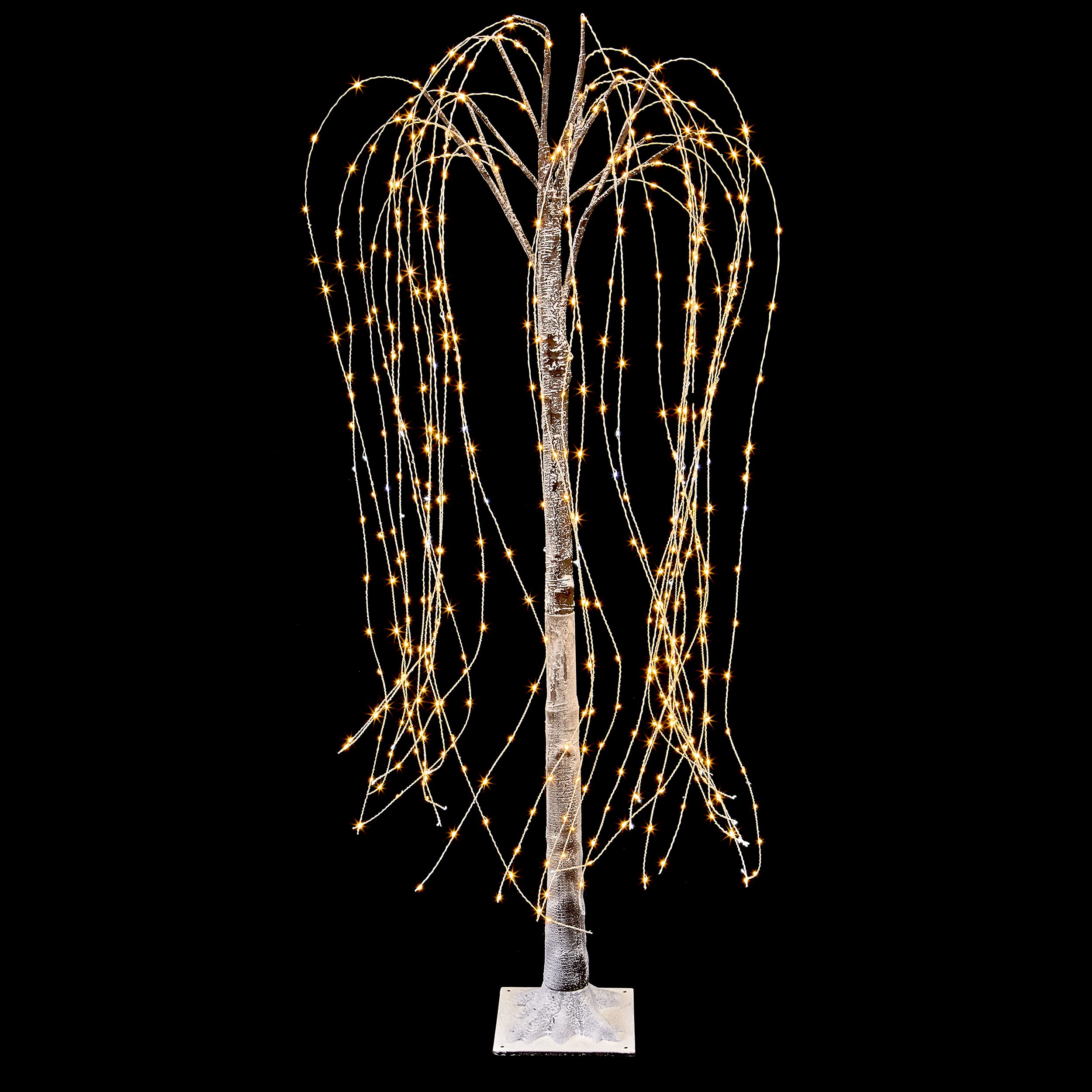 Brown/White 180Cm Flocked Willow Tree 600 Led Warm Garden Christmas Decoration