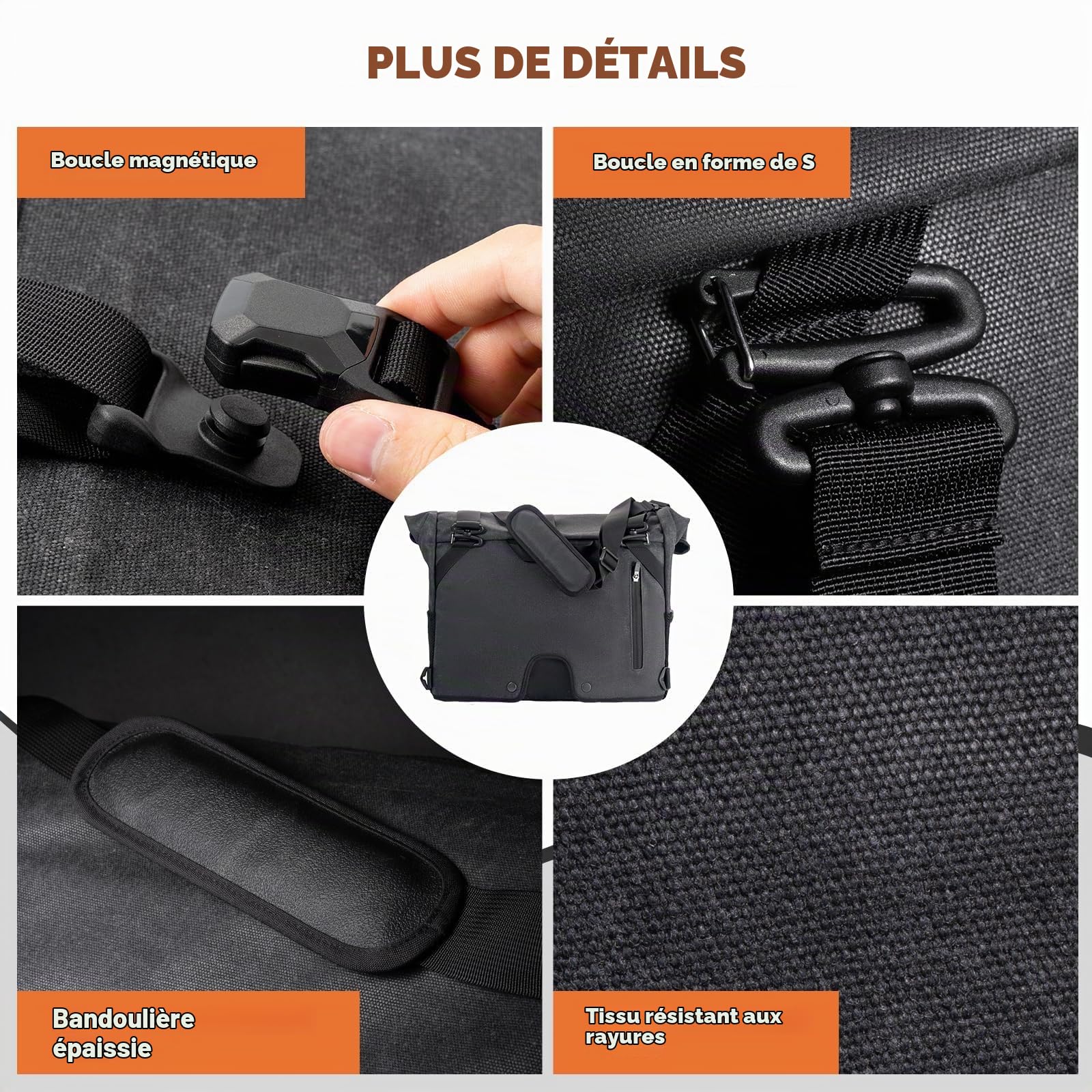 ROCKBROS Sacoche de Guidon pour Vélo Pliant Brompton, Sac de Panier Extensible 8-10L, Sacoche Avante de Vélo Amovible avec Adaptateur pour Scooter VTT Trottinette Électrique Noir