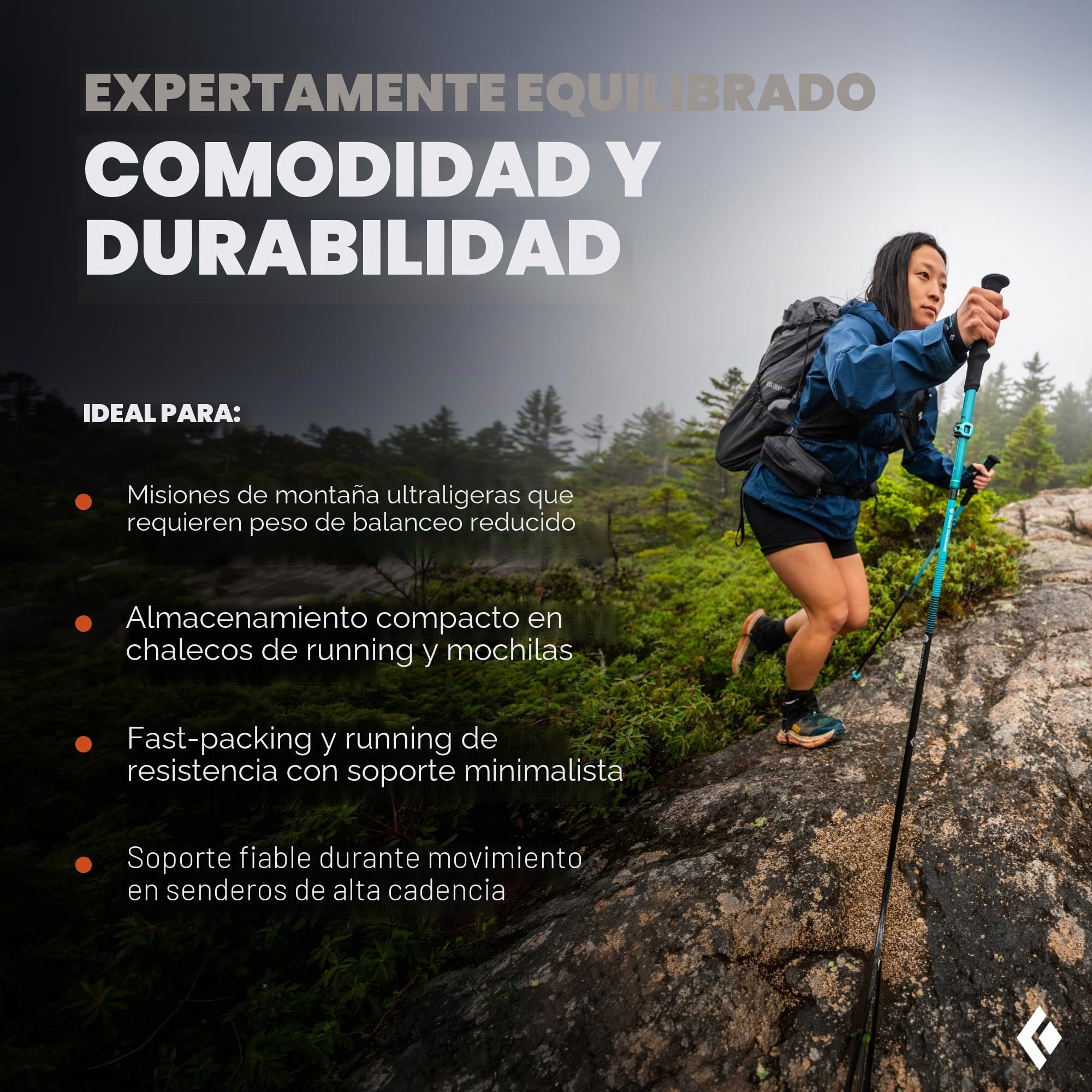 BLACK DIAMOND Distance Z - Bastones de senderismo (par), bastón Z plegable, senderismo