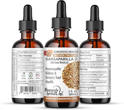 Heavenly Herbals, Inc. Sarsaparilla Q - Tintura madre homeopática, salud renal y del tracto urinario. Fabricado en Estados Unidos - 2 onzas líquidas