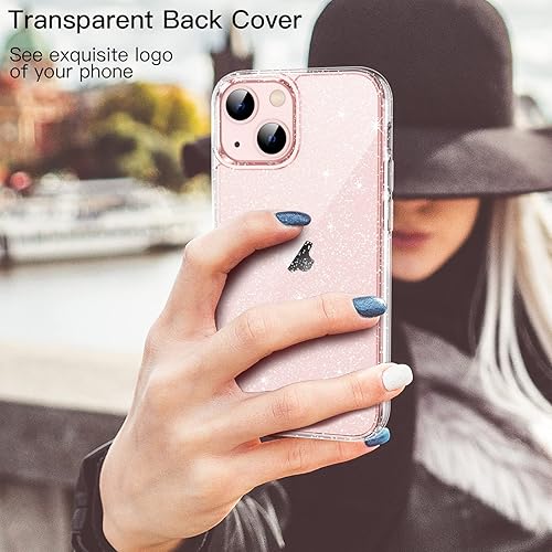 Miniatura 4 de JETech Funda con purpurina para iPhone 13 de 6.1 pulgadas, a prueba de golpes, bonita y brillante para mujeres y niñas (transparente)
