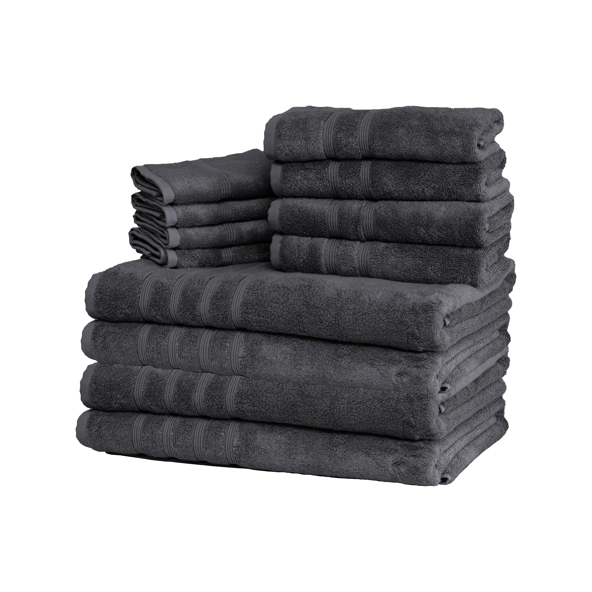 Mosobam Juego de toallas turcas de lujo XL de 12 piezas de 35 x 70 pulgadas, 16 x 30 pulgadas, 13 x 13 pulgadas, gris carbón (gris oscuro) 700 g/m², viscosa de bambú y algodón peinado turco del Egeo