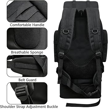 100L Hiking Backpack Camping Rucksack, 100 liters Large Capacity Outdoor Knapsack Travel Climbing Mountaineering Carry On Backpack Bag, Trekking Backpacking for Men Women, Black
