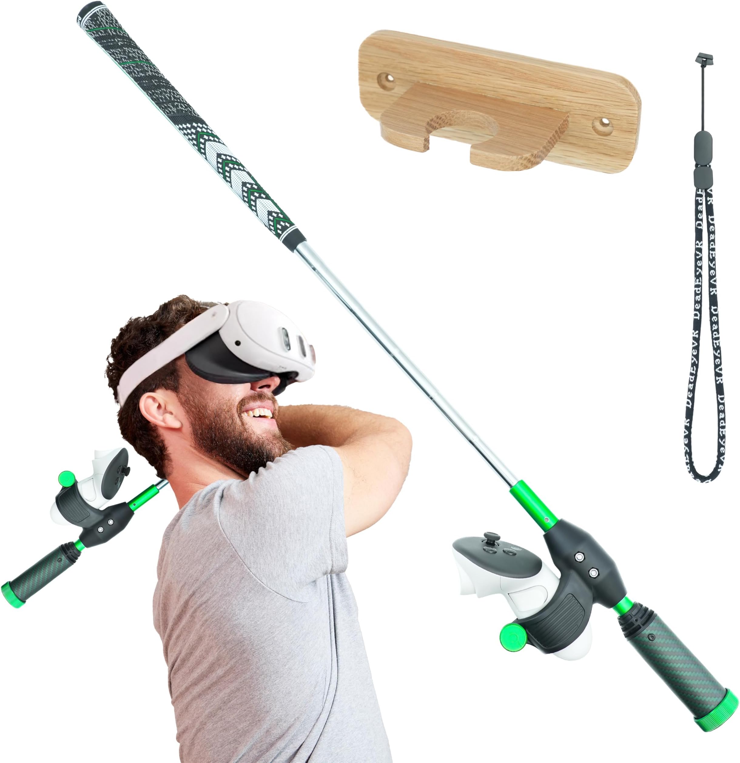 DeadEyeVR DriVR Elite VR Golf Club Handle Attachment - Adjustable Weighted Simulator Grip for Quest 2, 3 and Pro With 3D Printed Thumbscrews