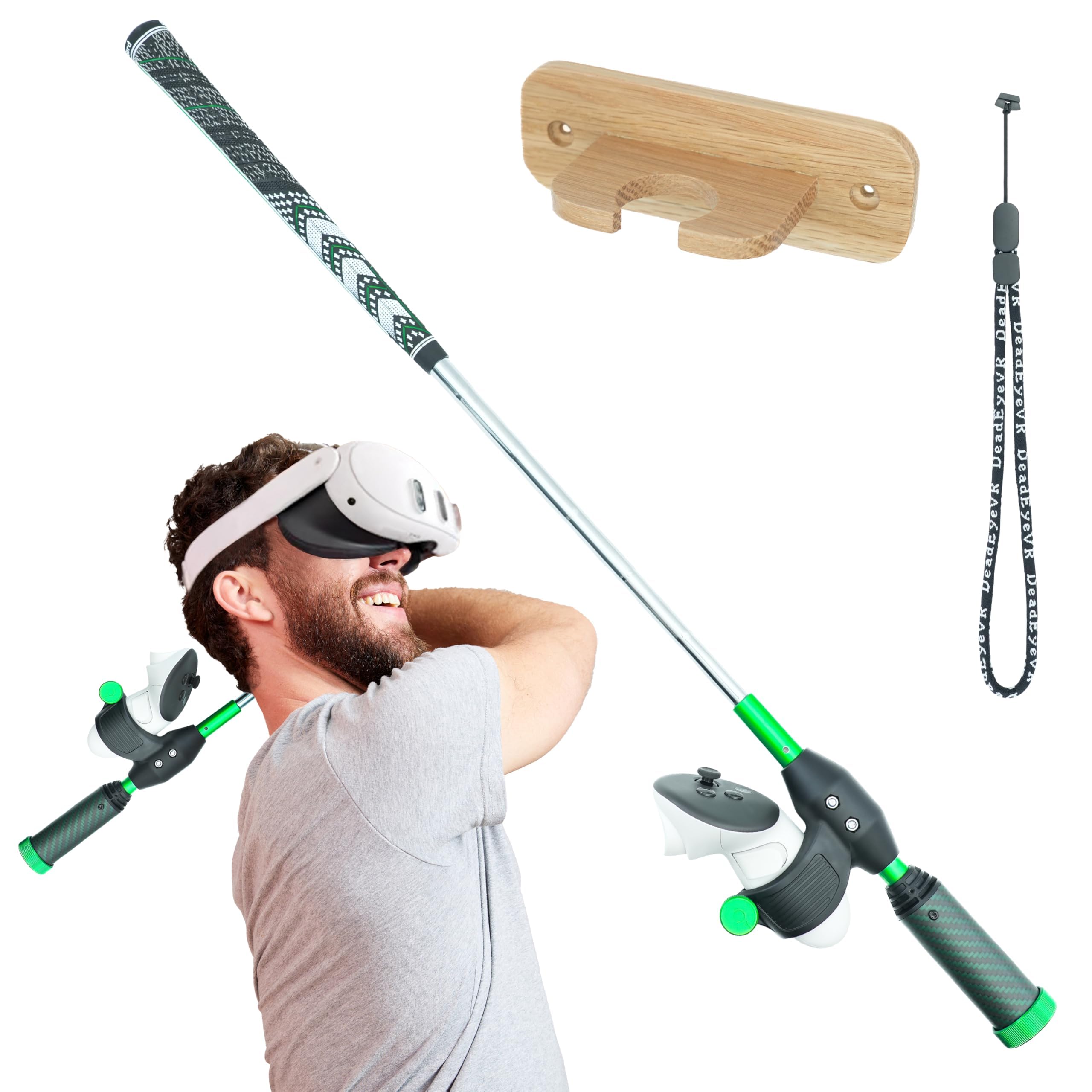 DeadEyeVR - DriVR Golf Club for Quest - Realistic VR Golf Simulator Handle - Weighted VR Golf Club Grip for Enhanced Play (Elite Chrome - Q2, Q3, and Q Pro)