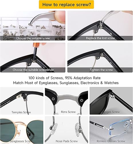 Miniatura 7 de Kit de reparación de lentes magnético todo en uno mejorado con lupa, kit de herramientas de reparación con 12 puntas de destornillador