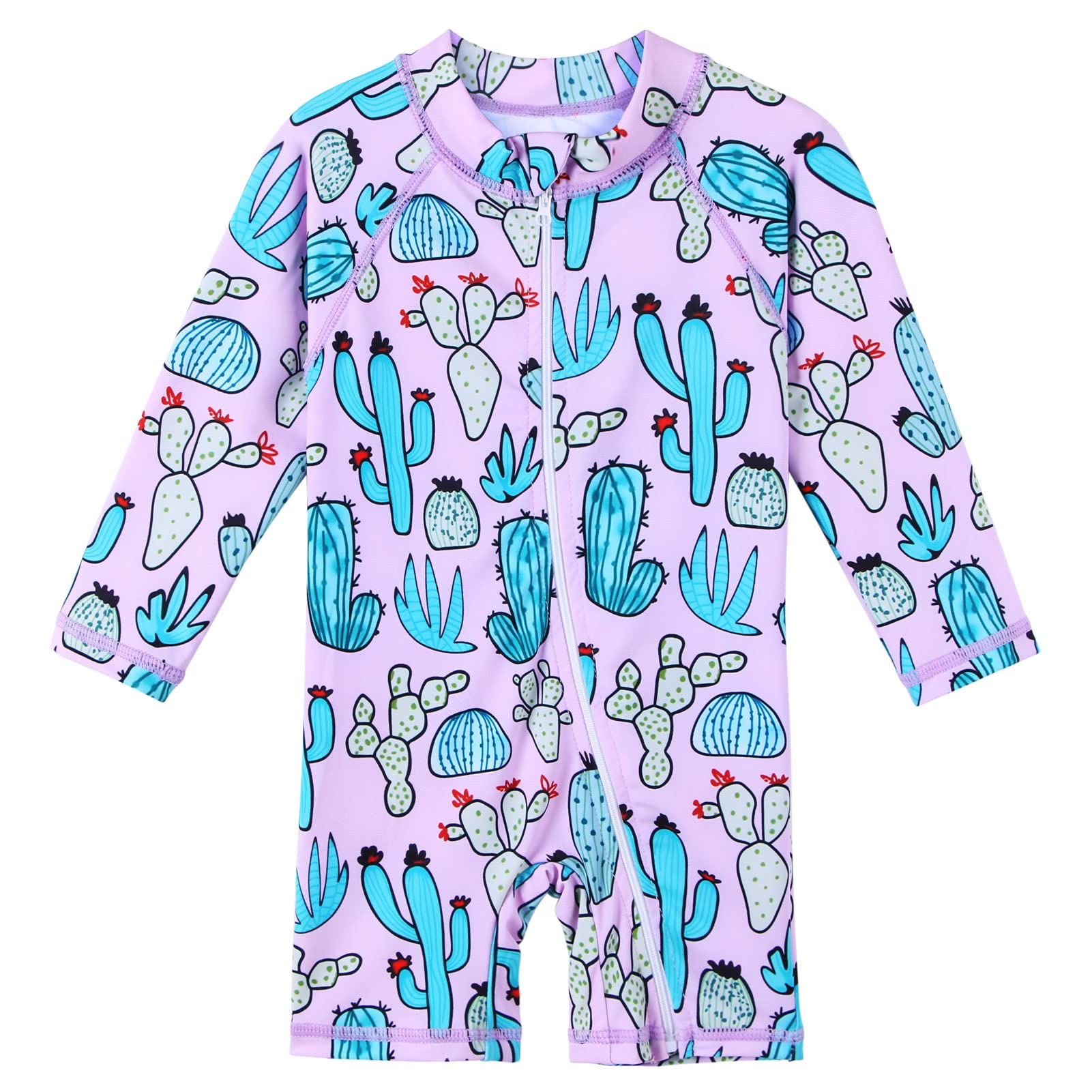 HUAANIUE Toddler Girl Swimsuit Long Sleeve UPF50+ Sun Protection 0-6T