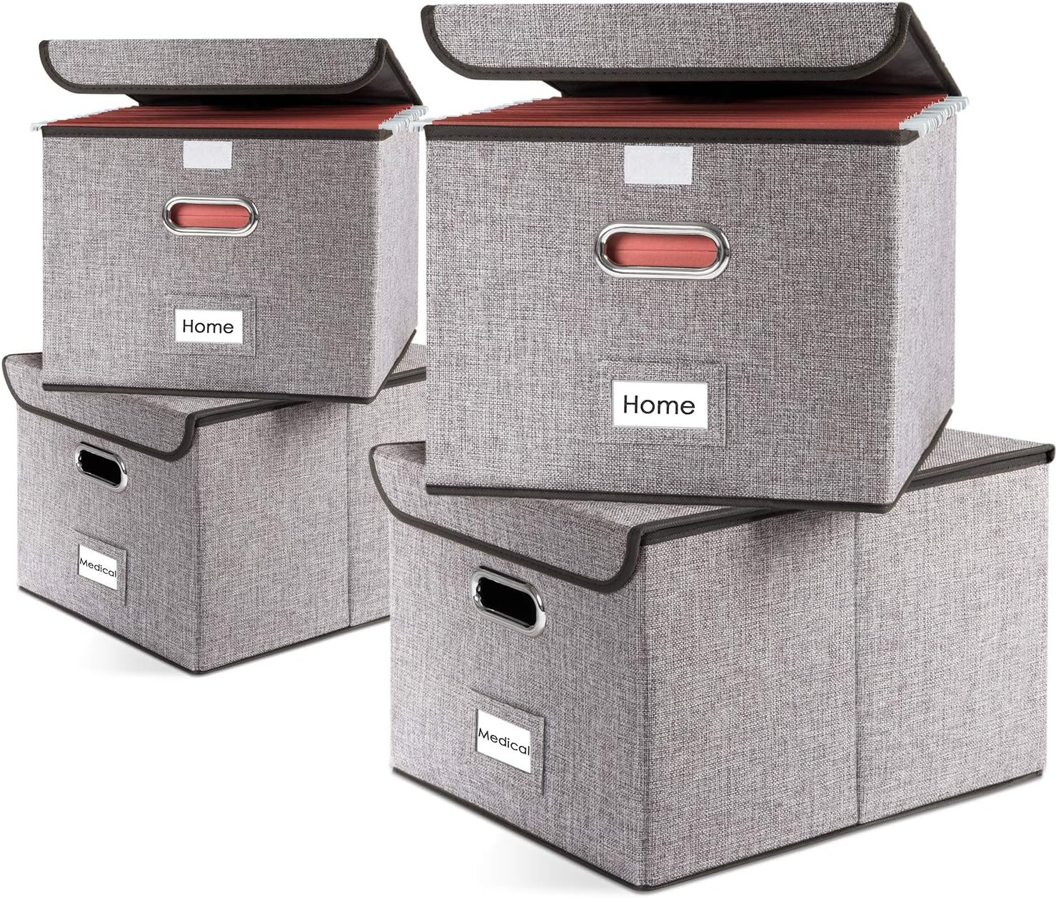 PRANDOM File Organizer Box Set of 4 Collapsible