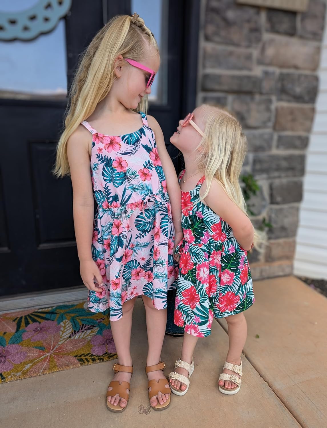 PATPAT Girls Summer Hawaiian Dress Toddler Sling Floral Casual Sleeveless Kids Sundress - Image 3