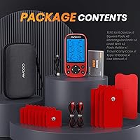 Vista 8 de AVCOO Estimulador muscular de unidad TENS de doble canal, máquina EMS TENS 3 en 1 con 24 modos y 40 niveles, masajeador EMS recargable para alivio