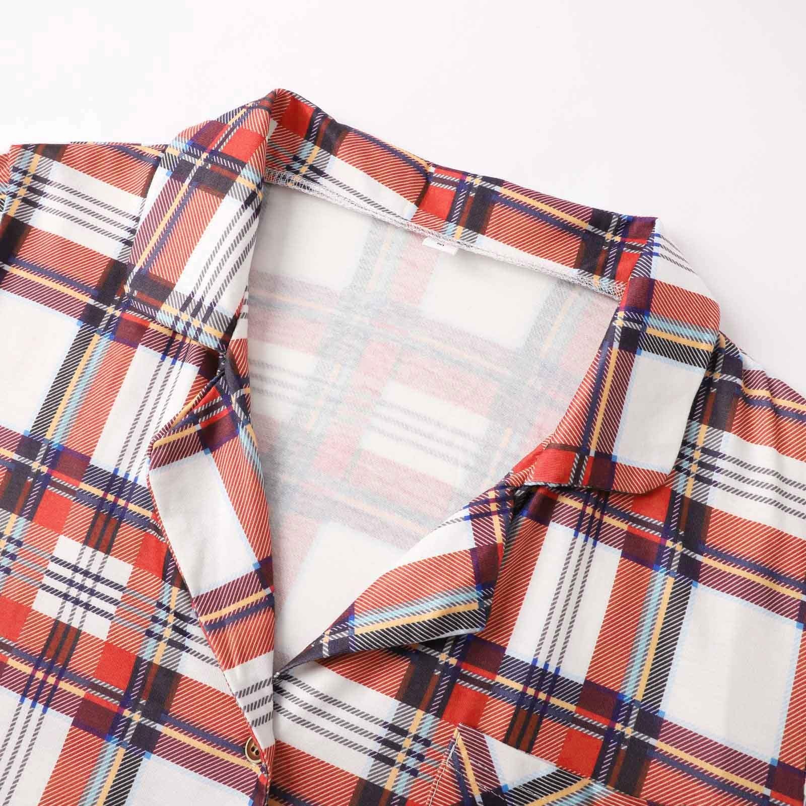 Générique Vestito Familiare di Natale Pigiama Papà Vestiti Casa Stampati Top Manica Lunga Pantaloni Set Due Pezzi, rosso, XX-Large