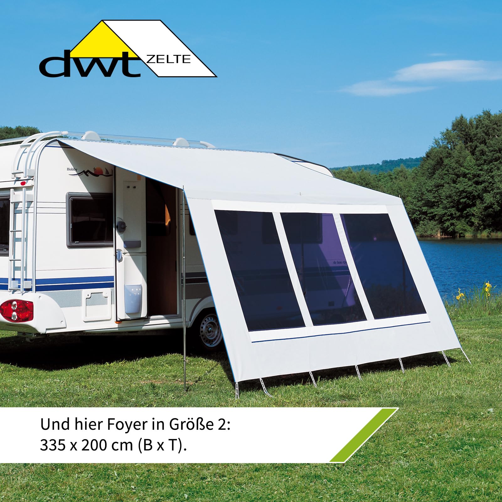 DWT Wohnwagen-Sonnendach Foyer, Camping-Sonnenschutz in 2 Größen, Sonnensegel für Wohnwagen