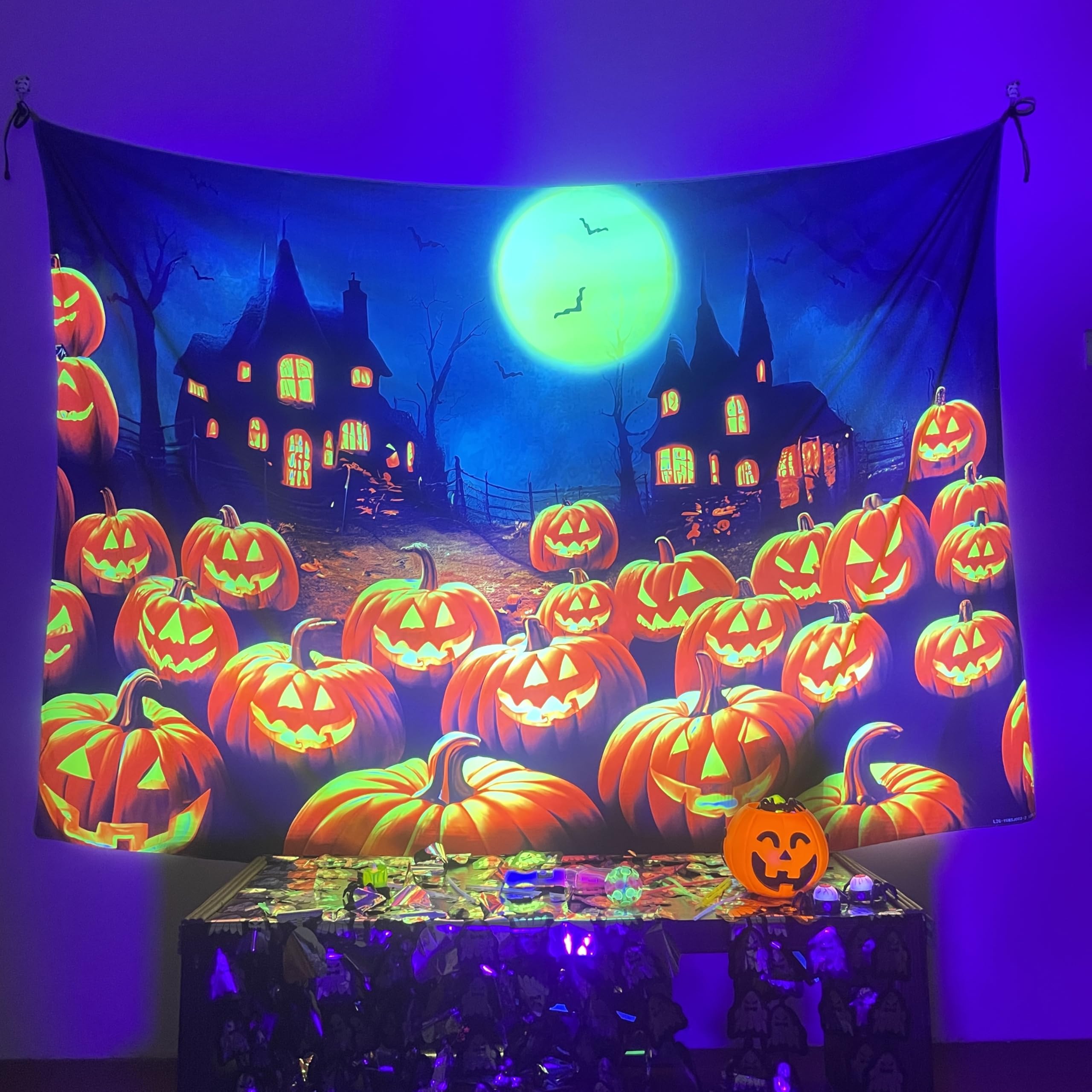 Amazon.co.jp: 7 x 5フィート ブラックライト ハロウィン パンプキン