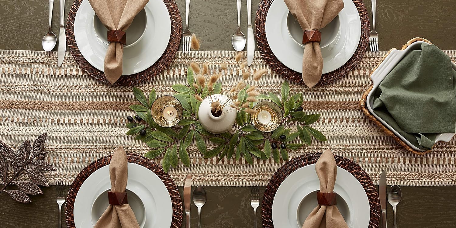 Premium Cotton Designer Table Runner -14x72 Inches (Beige), Elegant Décor for Dining Tables Center Table, Console, Events - Image 3