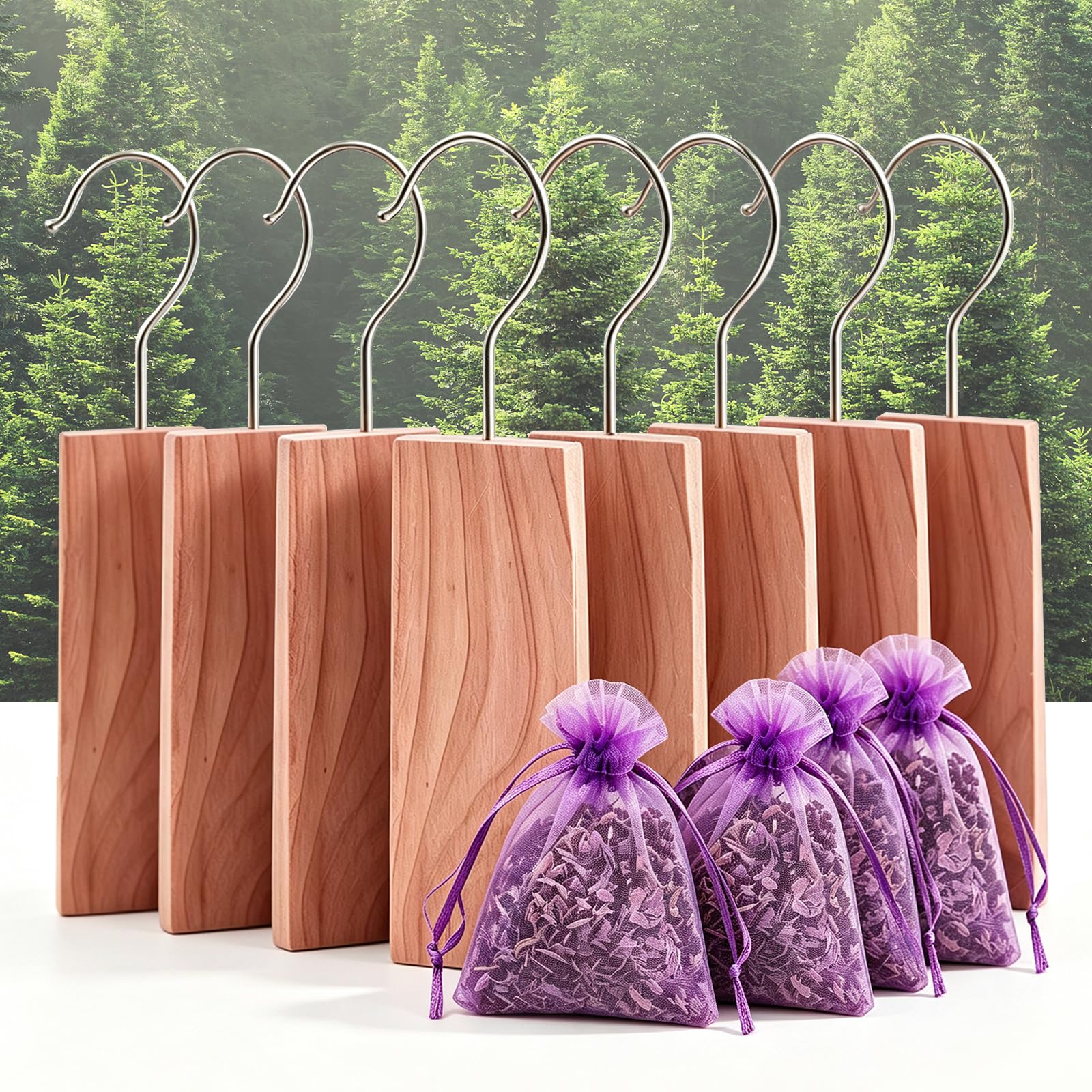 Cedar Wood Hanging Blocks Natural Moth Repellent for Wardrobe 8 Blocks 4Lav