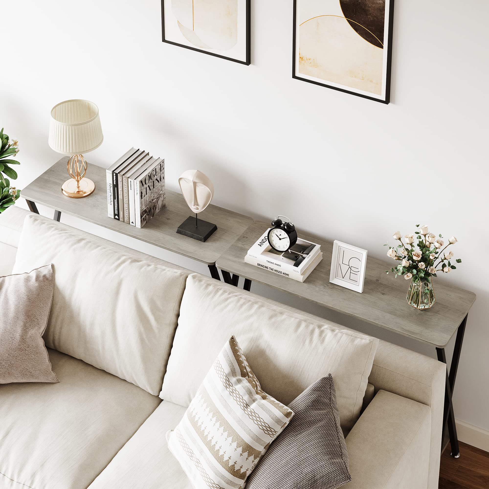 Garvee Console mobili, ingresso ingresso tavolo consolle, uso in ingresso e soggiorno per posizionare decorazioni e oggetti quotidiani, struttura robusta, 85 × 30 × 81 cm, grigio