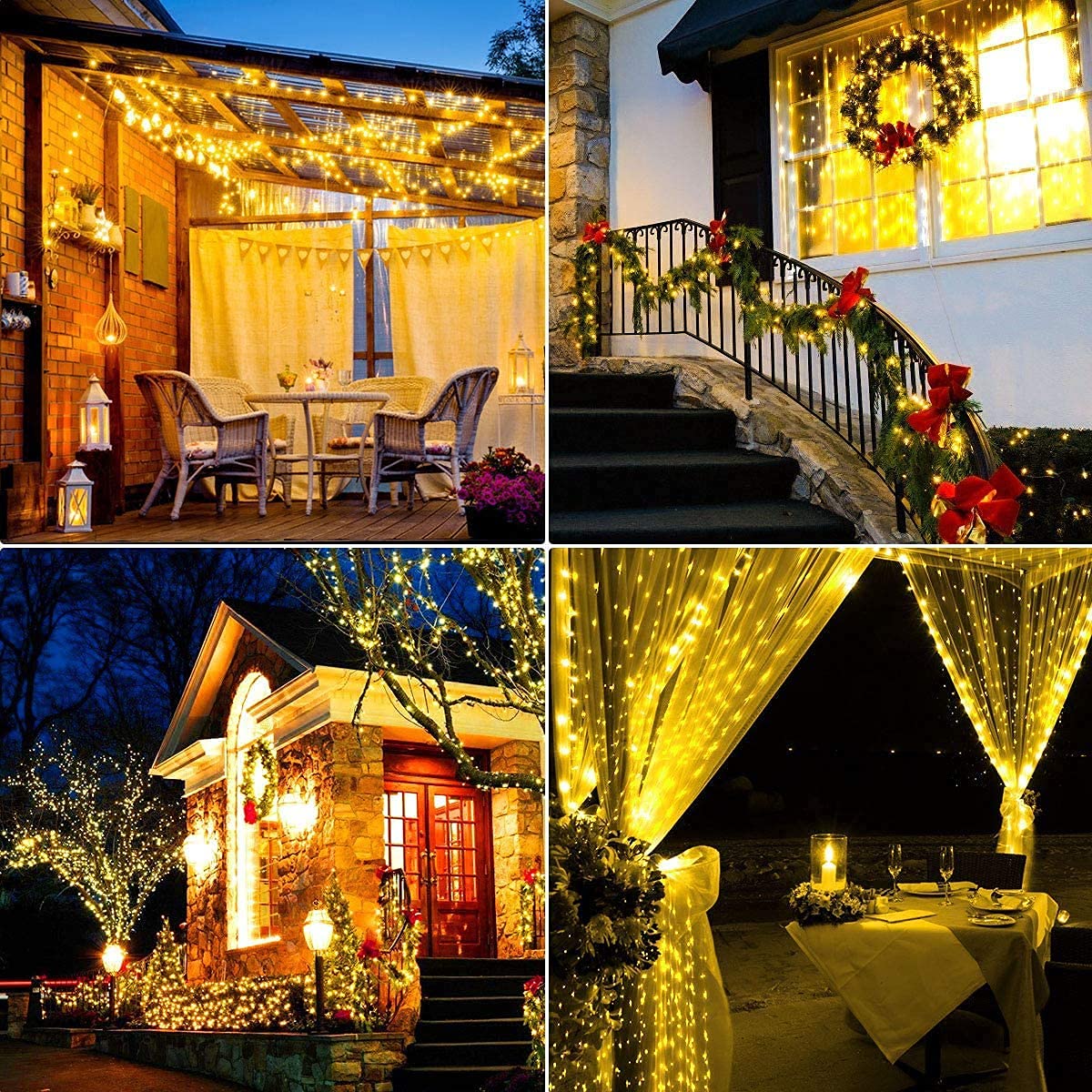Luci Albero di Natale Filo di Rame Stellato,100M 1000 LED Catena Luminosa Bianco Caldo,Stringa Luci di Natale da Esterno Interno Impermeabile IP44 Decorazioni Natalizie per Festa,Casa,Balcone,Giardino