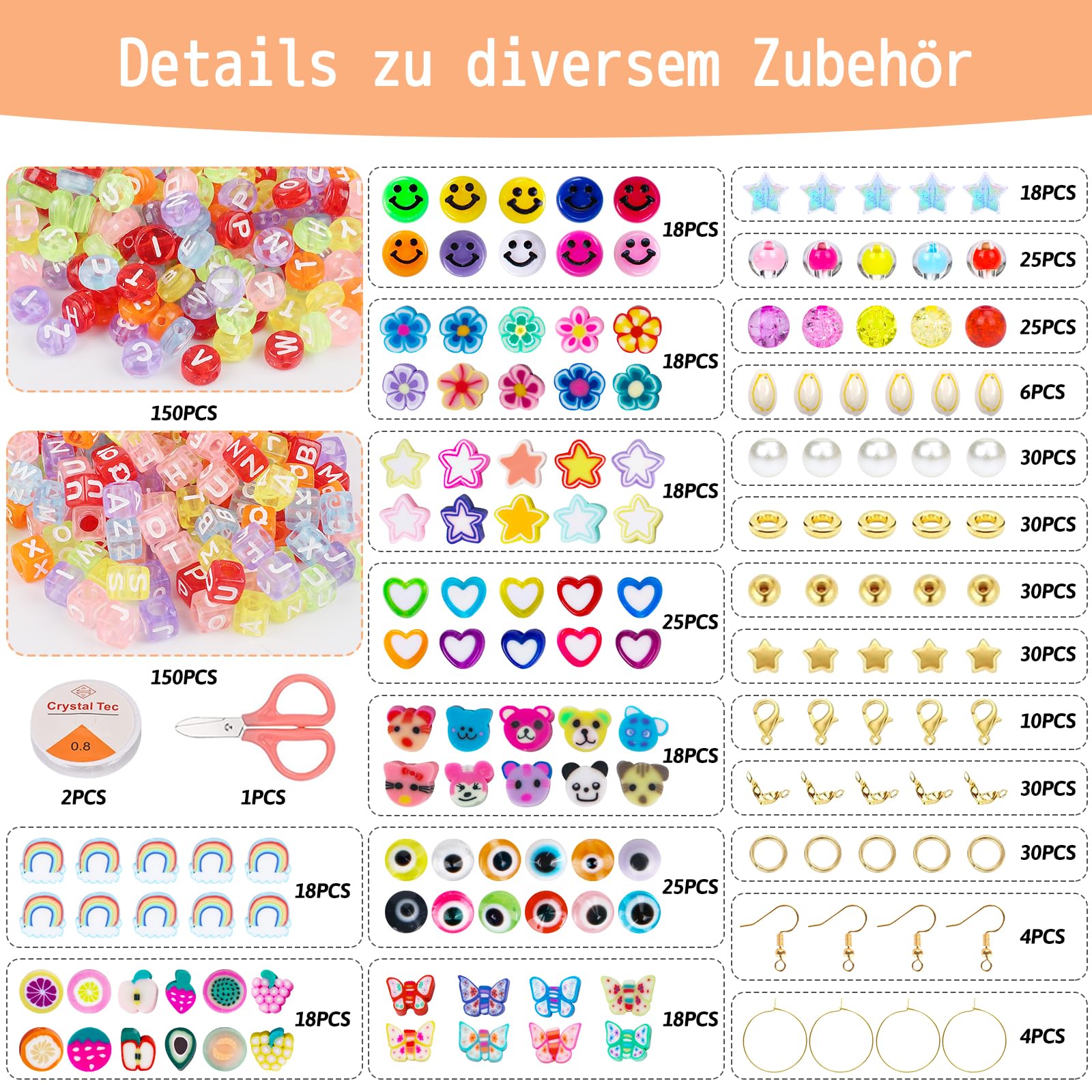 HOLDLEAF 18000 stuks 3 mm glaskralenset, kleurrijke glaskralen, doe-het-zelf set met 280 kralen letters, kleine kralen om te rijgen voor armbanden