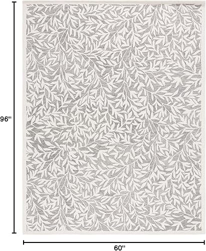 Miniatura 8 de SAFAVIEH Jardin Collection - Alfombra de área de 5 x 8 pies, gris y marfil, lana hecha a mano, ideal para zonas de alto tráfico en sala de estar,