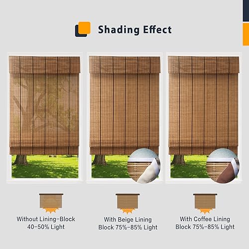 Miniatura 5 de Persianas opacas sin cordones de bambú, persianas romanas personalizadas con forro, persianas naturales 100% de bambú para ventanas, patrón 1