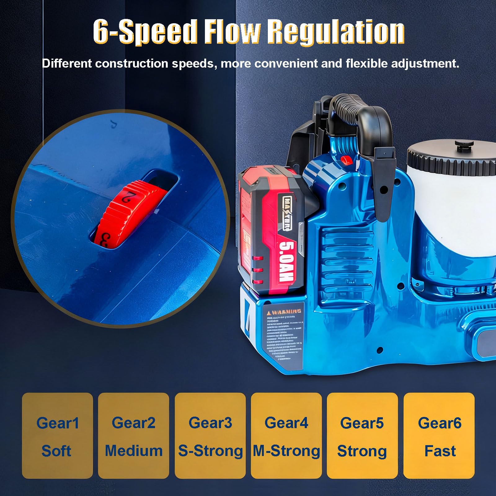Kabellose Sprühpistole mit 550W-Bürstenlosem Motor, 6 Geschwindigkeitsstufen & 1200-mL-Behälter, Langlaufzeit-« Quick Shot »-Spritzpistole für Großprojekte