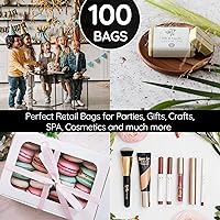 Vista 6 de 100 bolsas de plástico negras con asas – 12 x 15 pulgadas, bolsas de venta al por menor negras brillantes de 2 mil de grosor adecuadas