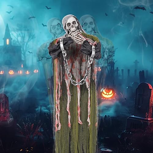 Halloween Decorations Outdoor Life Size Animatronics Grim,LED Eyes Evil with