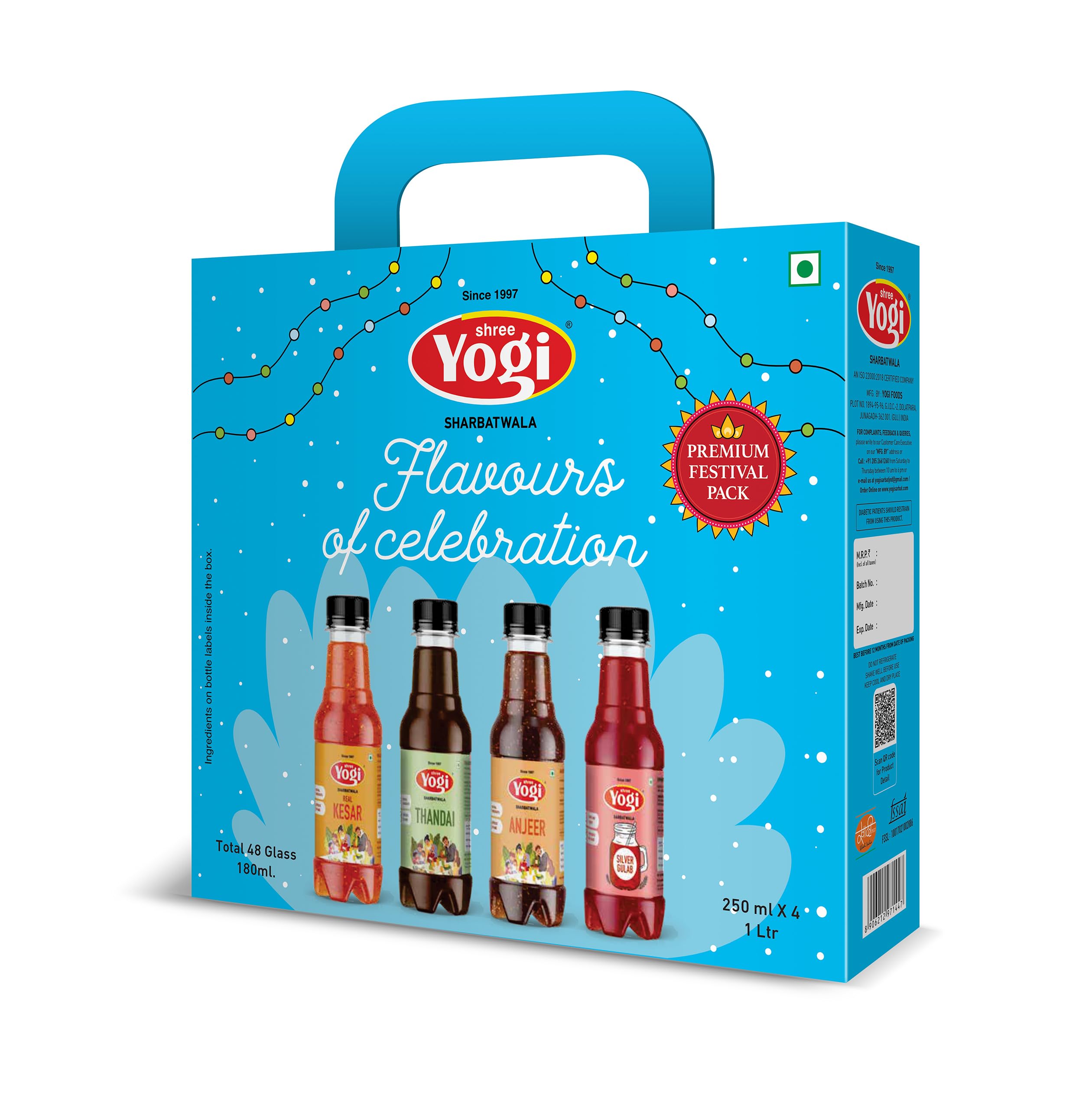 Shree Yogi Sarbatwala Presents Festival Pack of 4 (Anjeer, Kesar aka Saffron, Thandai, Silver Gulab aka Rose) 250 ml each-picture-28