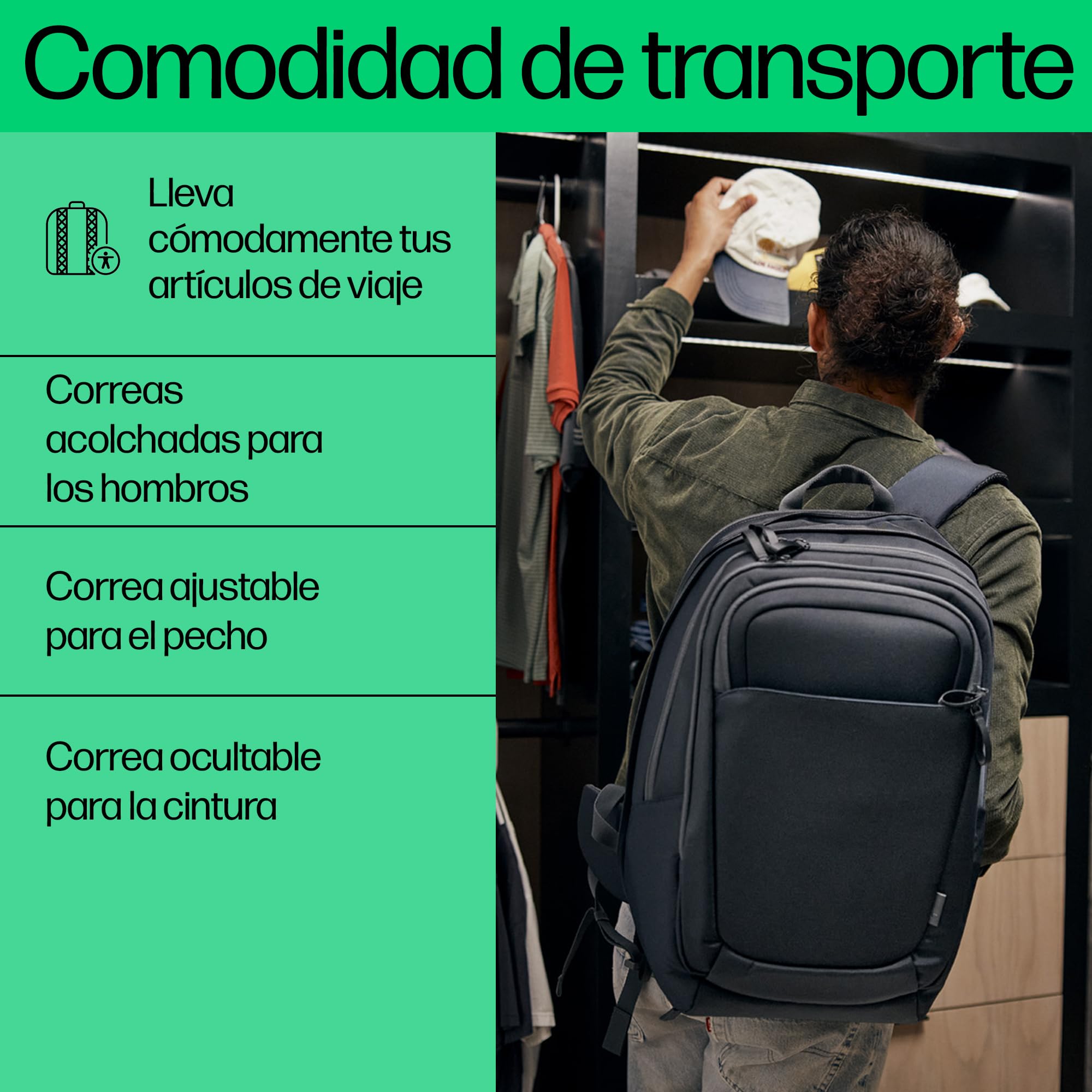 HP Mochila para portátiles hasta 17" Travel Plus, 30 litros, Unisex Adulto, Negro, Grande