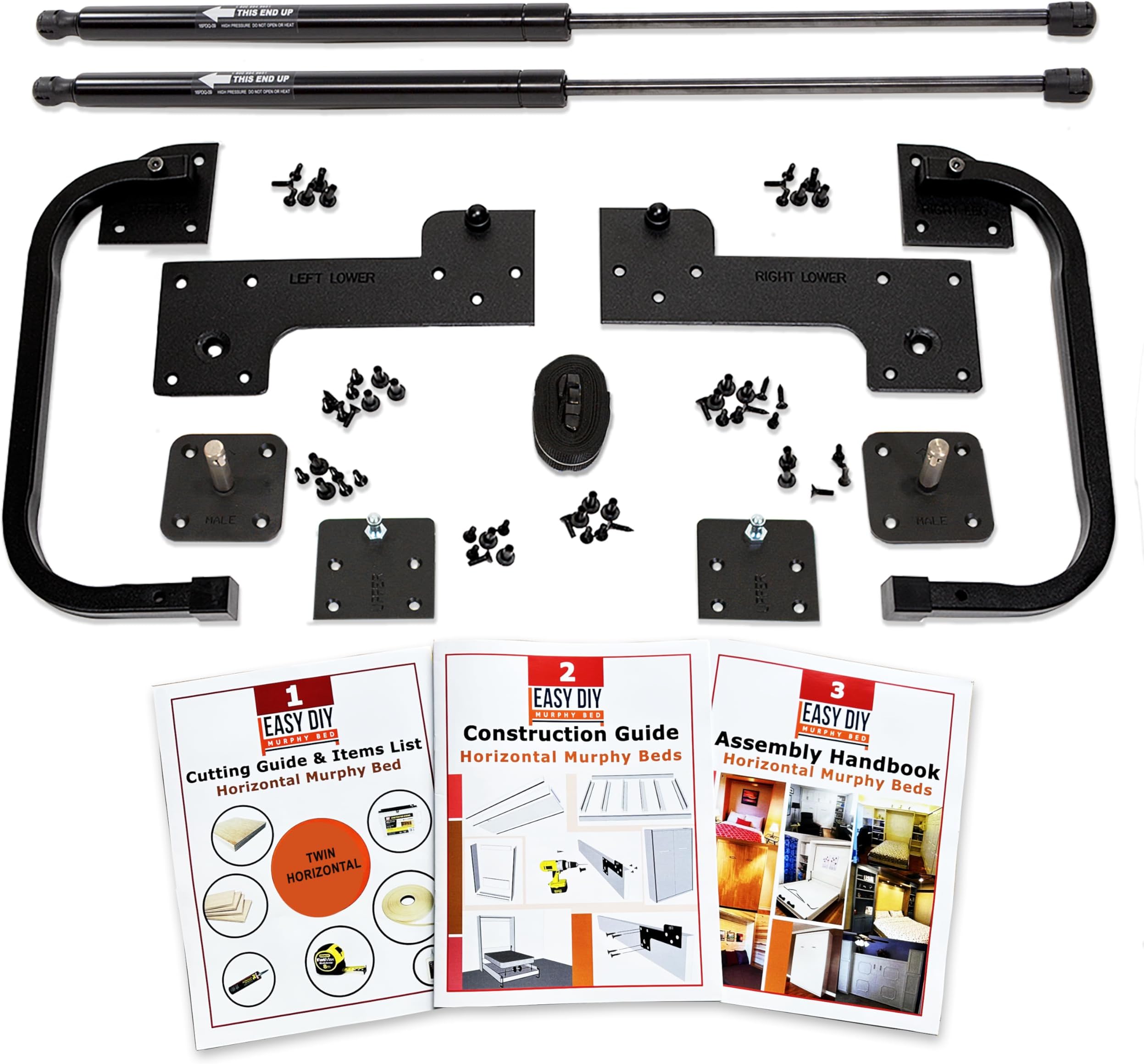 Twin Size DIY Murphy Bed Hardware Kit – Horizontal Wall Bed for Space-Saving - Budget-Friendly DIY Setup -Made in USA -Hide Away Design with Twin Murphy Bed Hardware - Bed Lift Mechanism - Pull Down