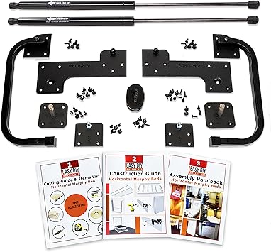 Murphy Bed Twin Size DIY Hardware Kit Horizontal Wall Bed Kit | Horizontal Twin Murphy Bed Frame - Made in USA - Easy DIY Twin Murphy Bed Hardware Kit - Hide Away Bed - Space Saving Pull Down