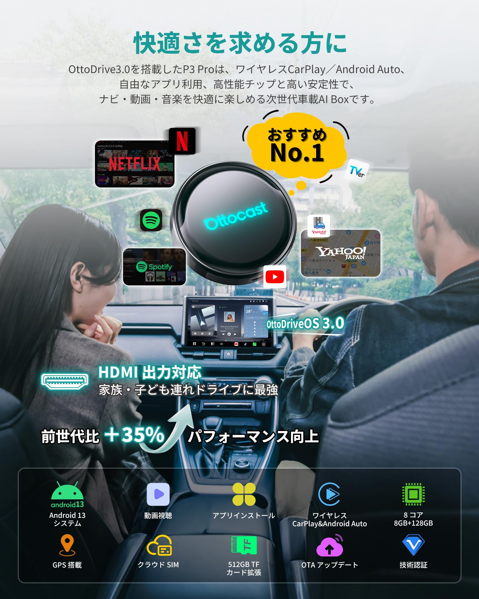 Amazon.co.jp: 【公式】オットキャスト Ottocast P3 Pro 新型OttoAibox