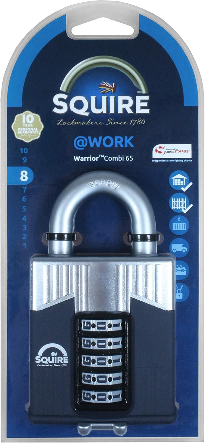 Henry Squire Warrior 5 Wheel Open Shackle Combination Padlock, 65 mm (Length)
