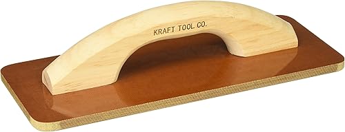 Kraft Tool CF529 Flotador de lona laminada de extremo cuadrado con mango de madera, 12 x 5 pulgadas