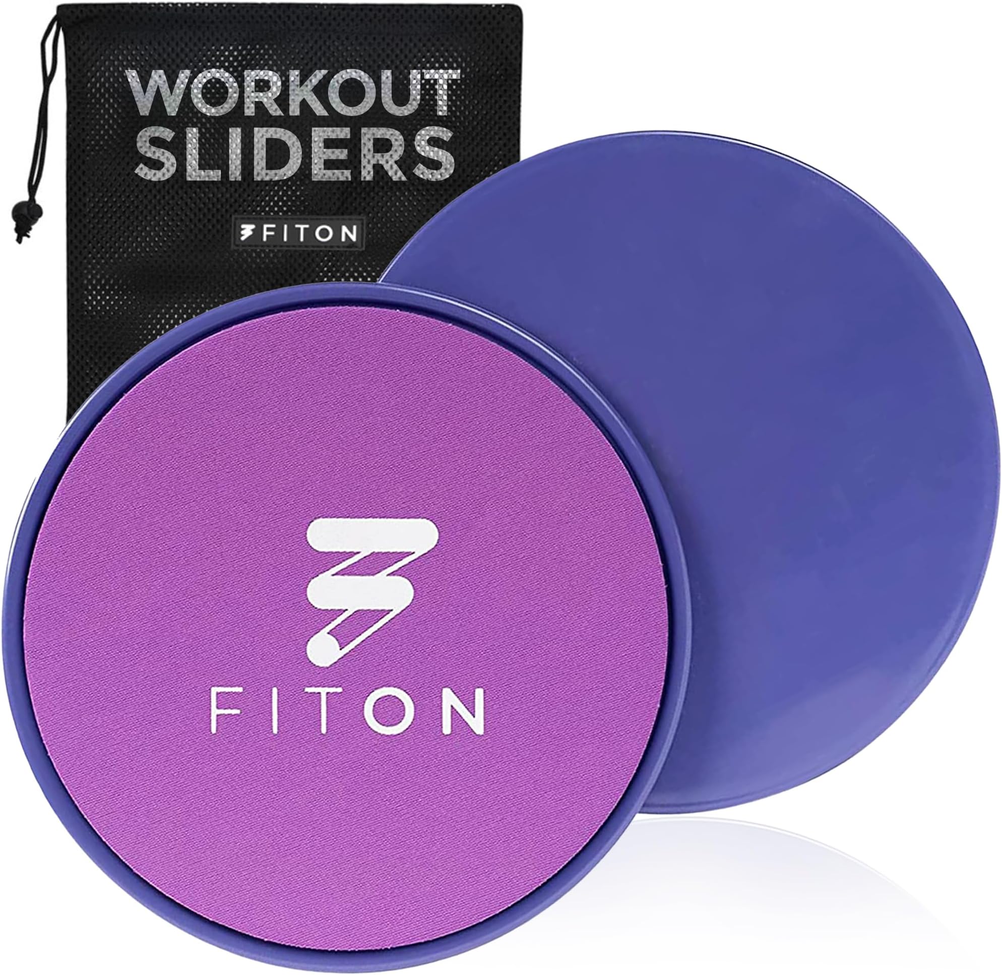 FitOnCore Sliders with Mesh Pouch – Dual-Sided Workout Sliders Disc for Foot Strength, Ab Workout, Pilates Equipment, Glutes & Yoga – Home Fitness Workout Equipment for Carpet & Hard Floors – Purple