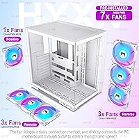 Vista 3 de H1 HYXN Chasis de PC ATX - Pre-Instalado con 7 Ventiladores ARGB PWM - Chasis de PC Gaming Dual Cavity Mid-Tower - con Type-C - Puede contener hasta