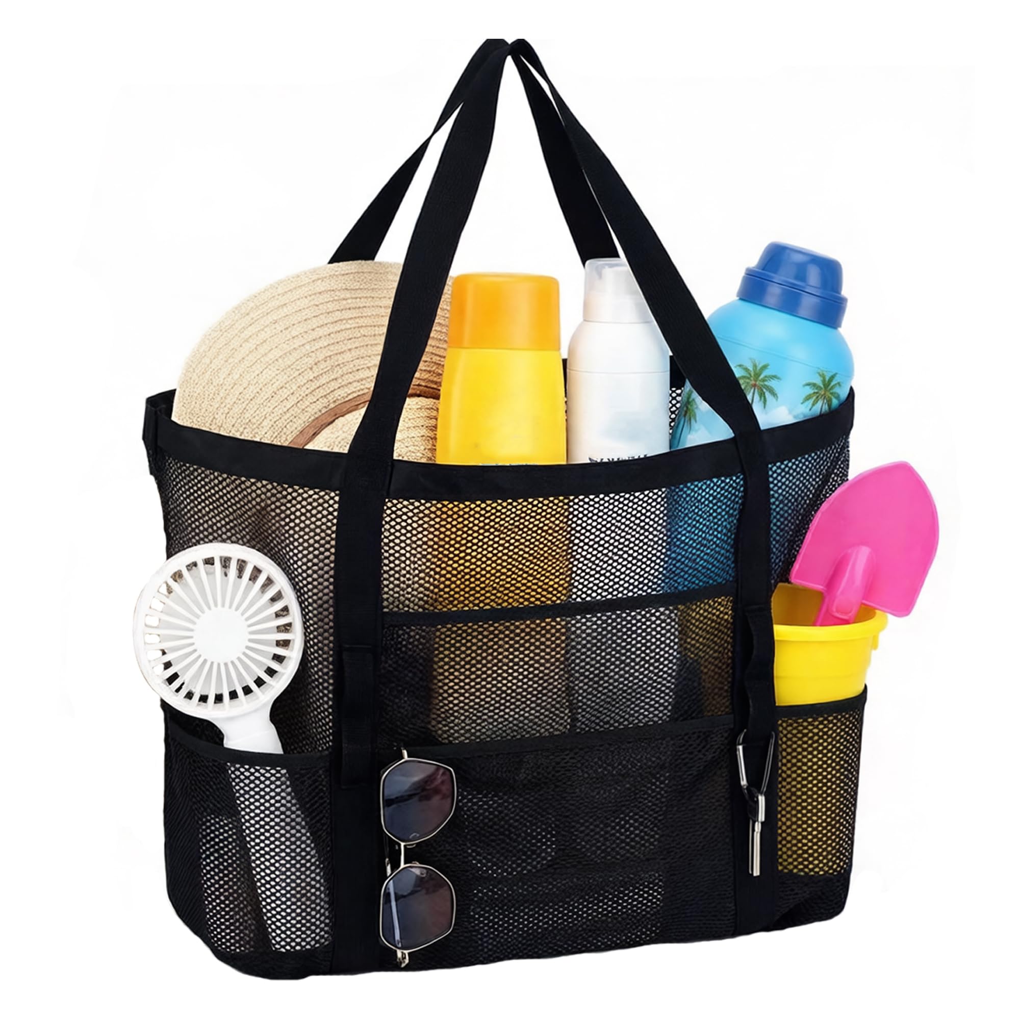 YUENCHING Mesh Beach Bag-Large Tote Bag for Family,Tote Bag with Zipper Pocket for Pool,Toys & Vacation Essentials