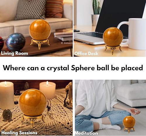 Vista 146 de Amazing Gemstone Black Tourmaline Crystal Ball with Stand - 2" Inches Crystal Sphere Meditation Balls for Witchcraft and Decorative Balls