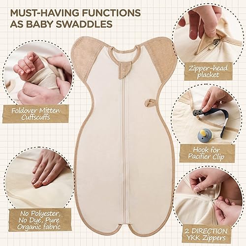 Miniatura 3 de CCOCCOZAM Manta para bebé, orgánica, marfil, grande, 19-26 libras, saco de dormir para bebé, drásticamente mejor sueño