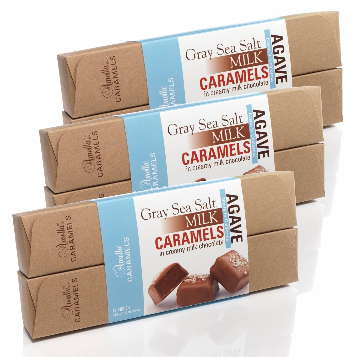 12 Pcs Gray Sea Salt Caramels in Milk Chocolate, 5.6