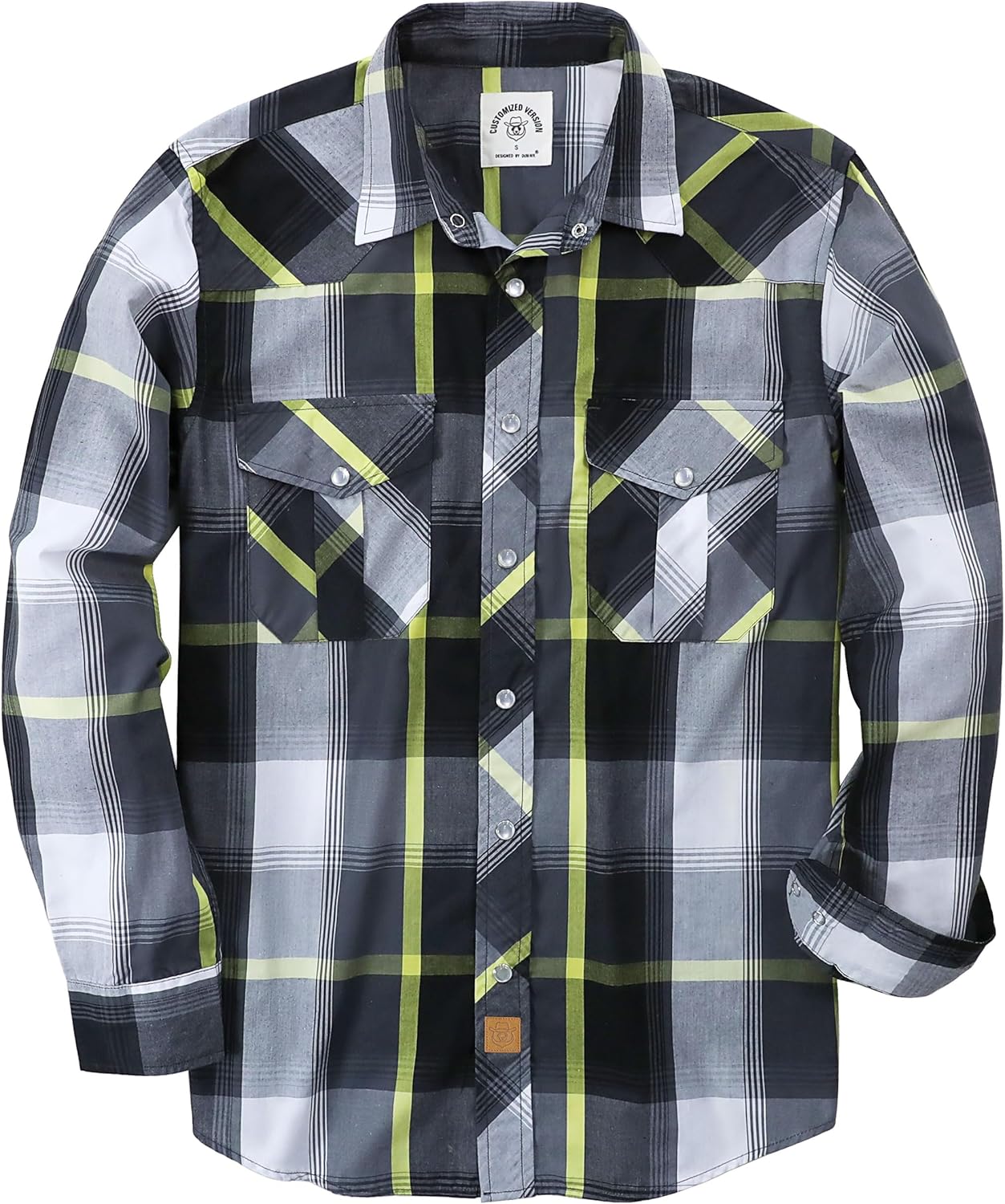 Dubinik Pearl Snap Shirts for Men - Long Sleeve Western Vintage Plaid Shirts